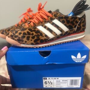 Women Adidas SL 72 OG 
Leopard Print with White Stripes